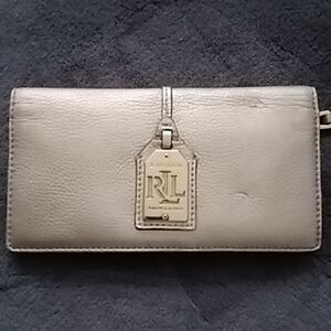 Ralph Lauren  Gold Leather Wallet Sz 7"X3.5"